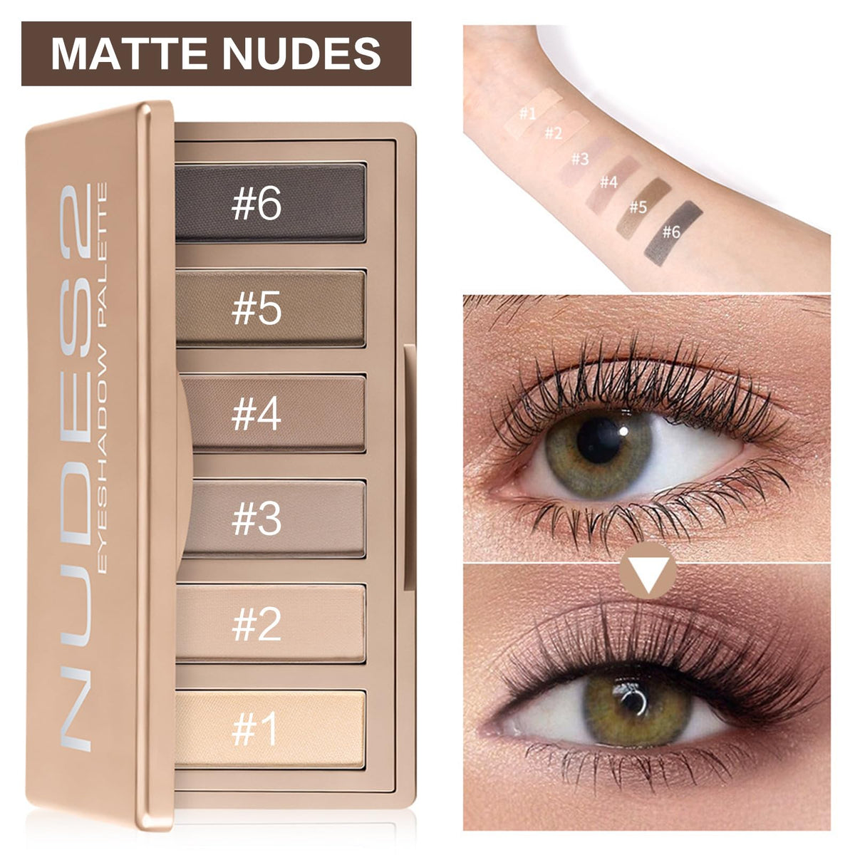 Matte Neutral Mini Eyeshadow Palette with Brush F605