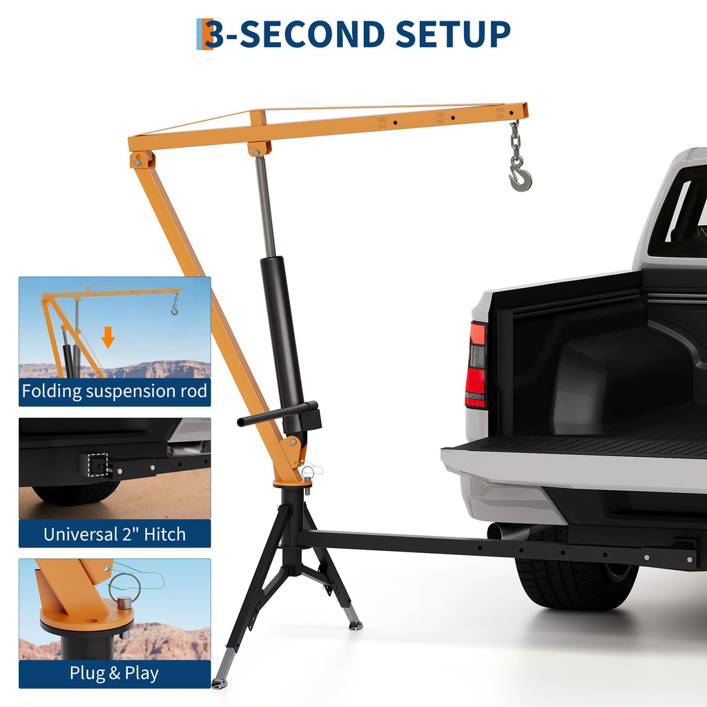 Heavy Duty Hydraulic Hitch Mounted Truck Crane with 360 Degree Swivel Boom T67288