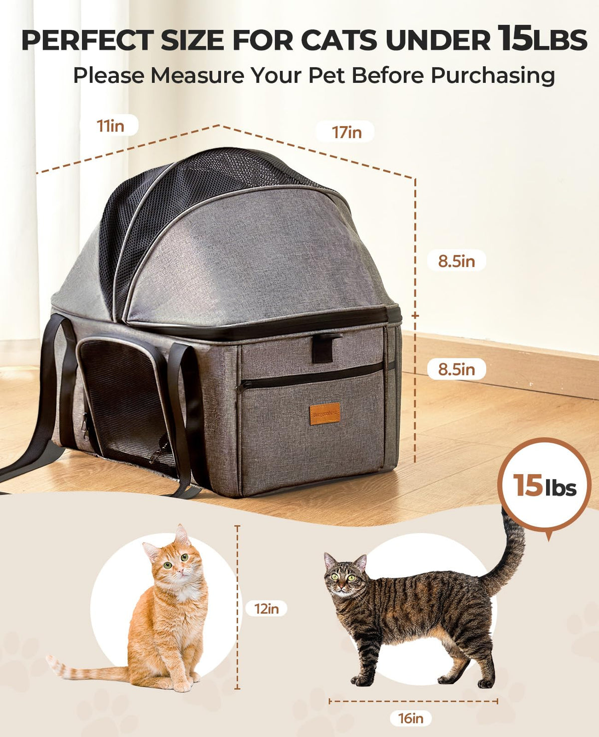 Top-Expandable Cat Carrier with Semi-Open Canopy C871912