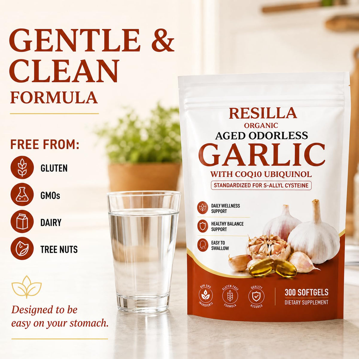 Organic Garlic Extract with CoQ10 Ubiquinol 300 Softgels Y621
