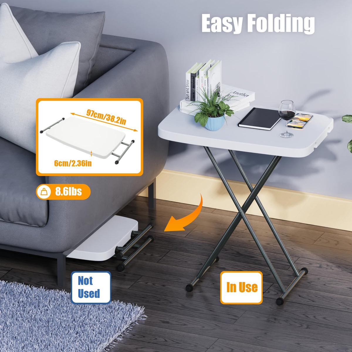 White 30" Folding Table T696