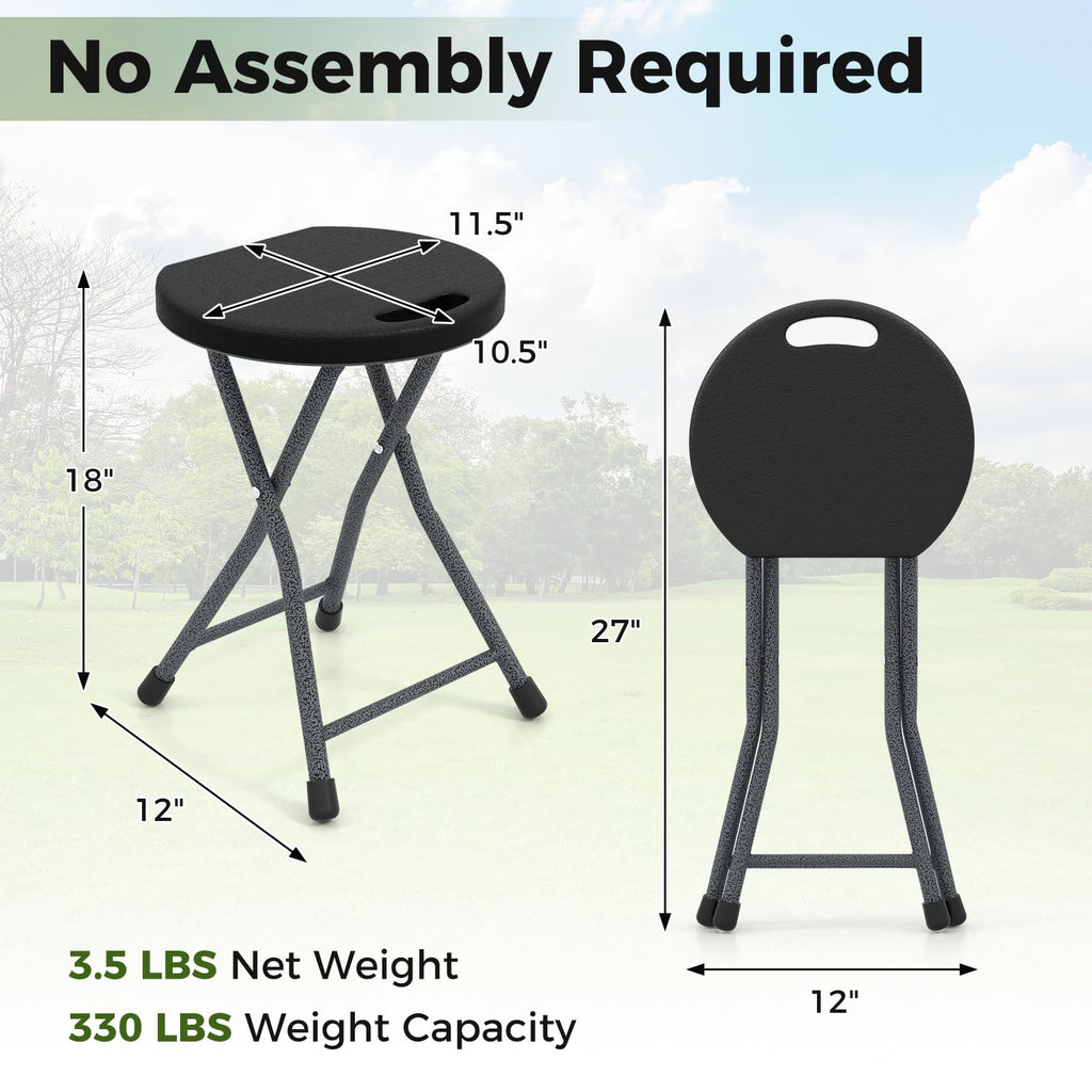 Black Folding Stool with Carry Handle 330lbs Capacity U94970