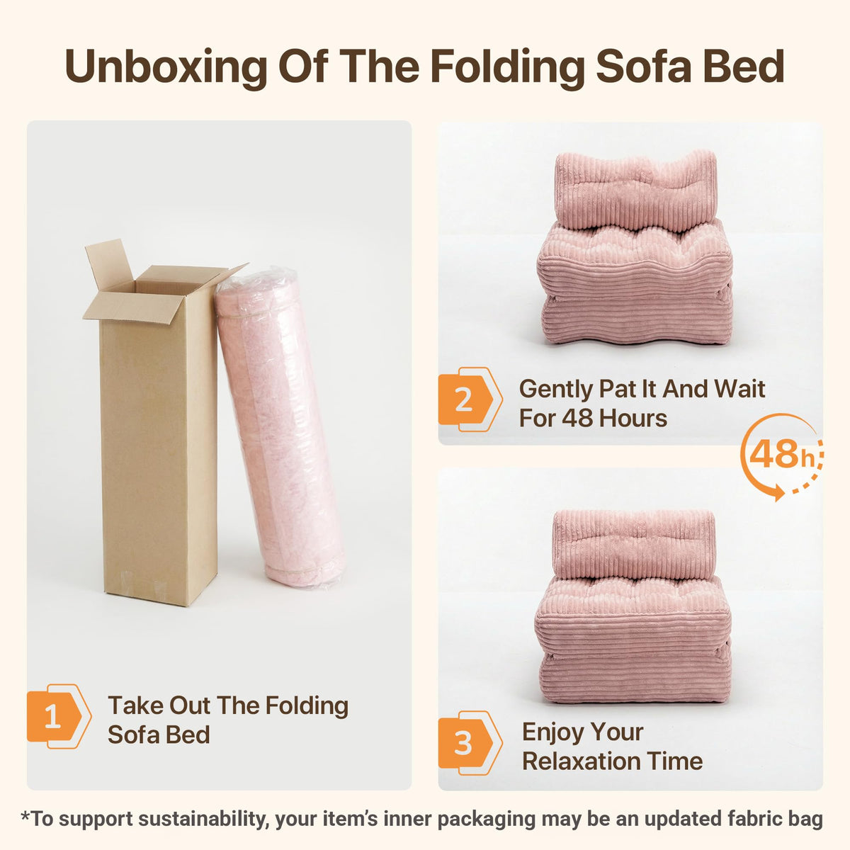Pink Folding Sofa Bed O338