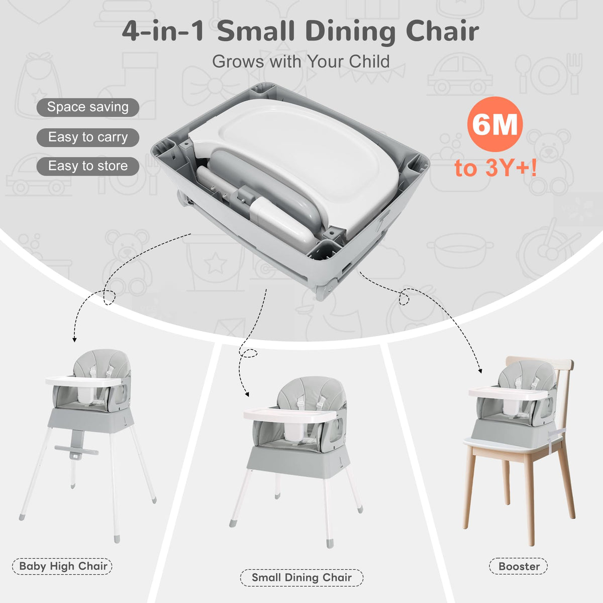 4 in 1 Portable Convertible High Chair L8217