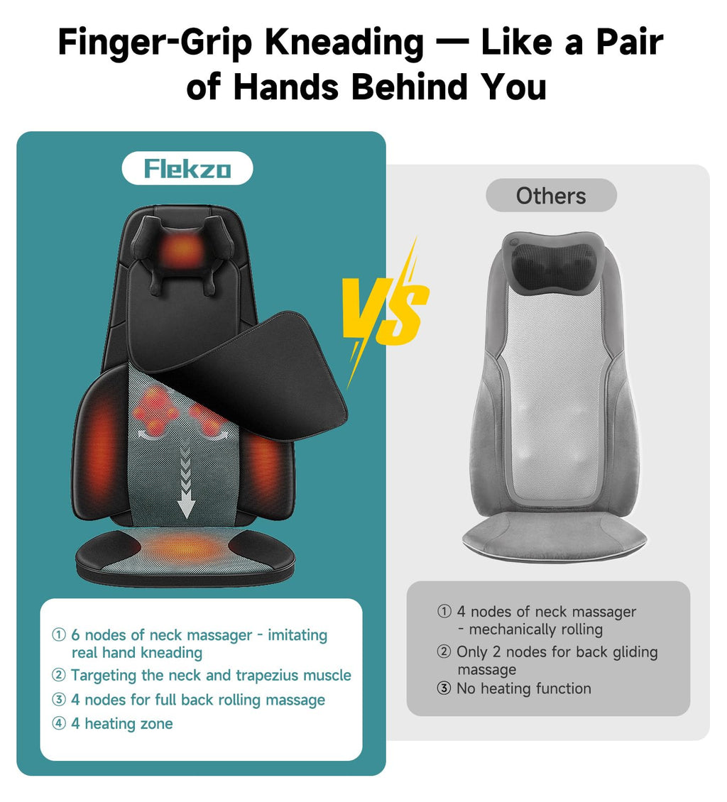Black Shiatsu Back Massager Chair Pad with 4-Zone Heat Z306668