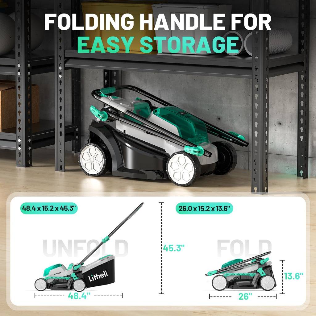 13" Cordless Electric Lawn Mower with Battery & Charger X1834