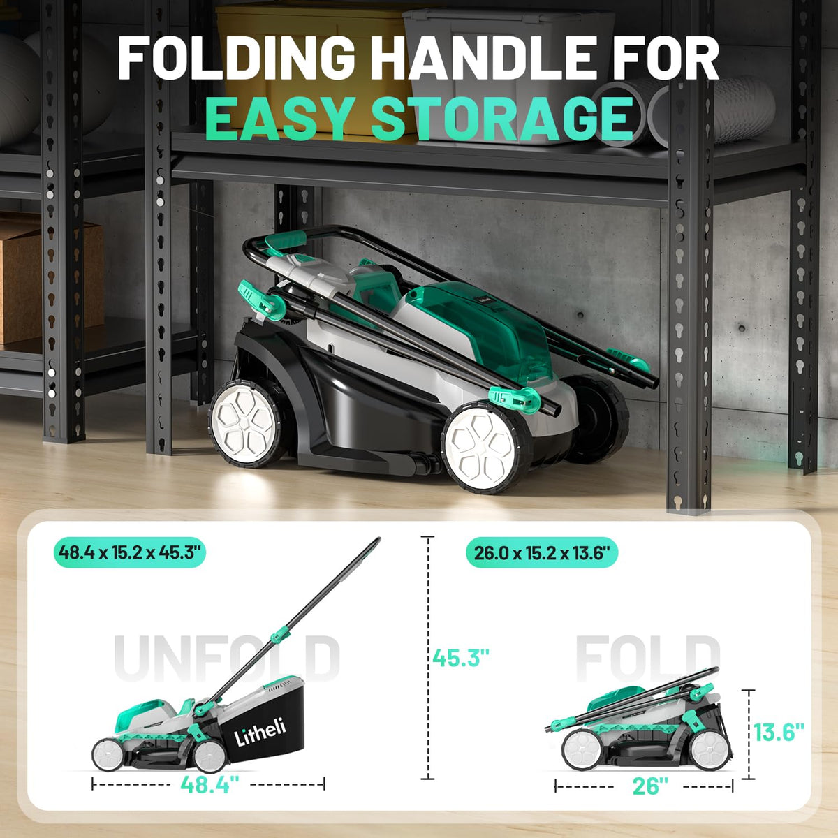 13" Cordless Electric Lawn Mower with Battery & Charger X1834