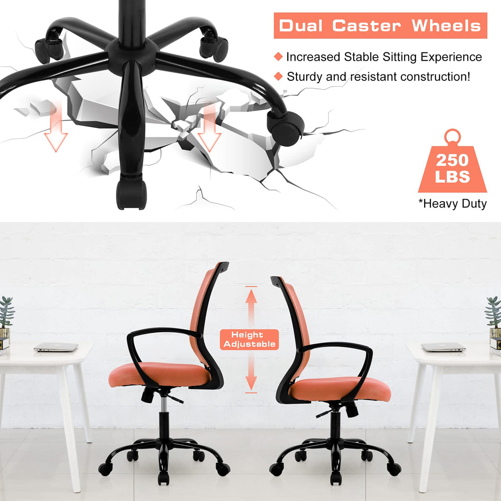 Orange Mesh Ergonomic Office Chair with Lumbar Support I8059