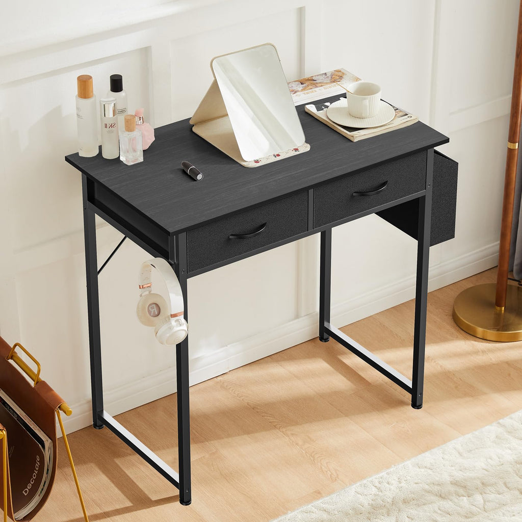 32" Black Computer Desk with Drawers N850