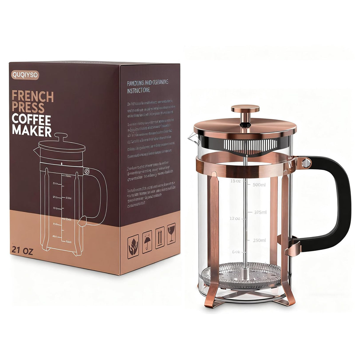 French Press Coffee Maker Borosilicate Glass Z468954