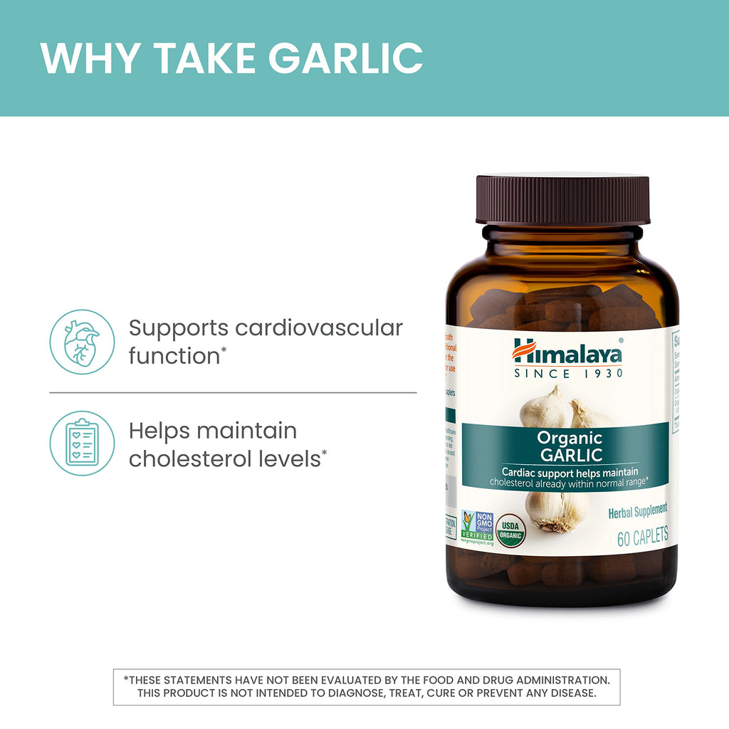 USDA Organic Garlic Supplements 1400 mg 60 Caplets W834