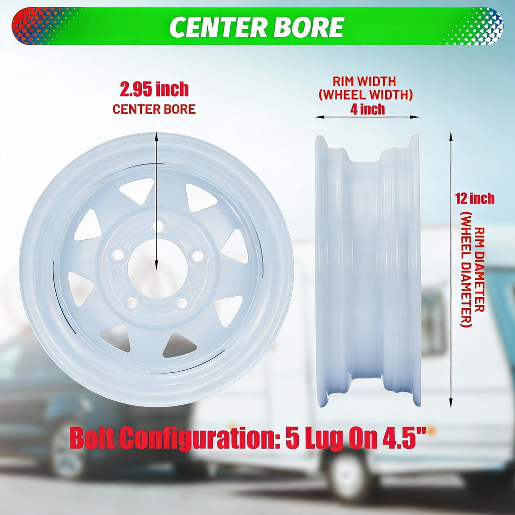 2 Pack 4.80x12 Trailer Tires with 12'' Rims H3232