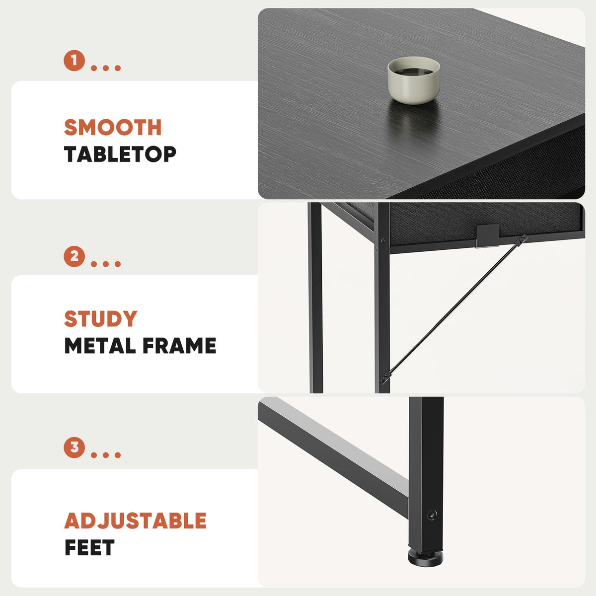 32" Black Computer Desk with Drawers N850
