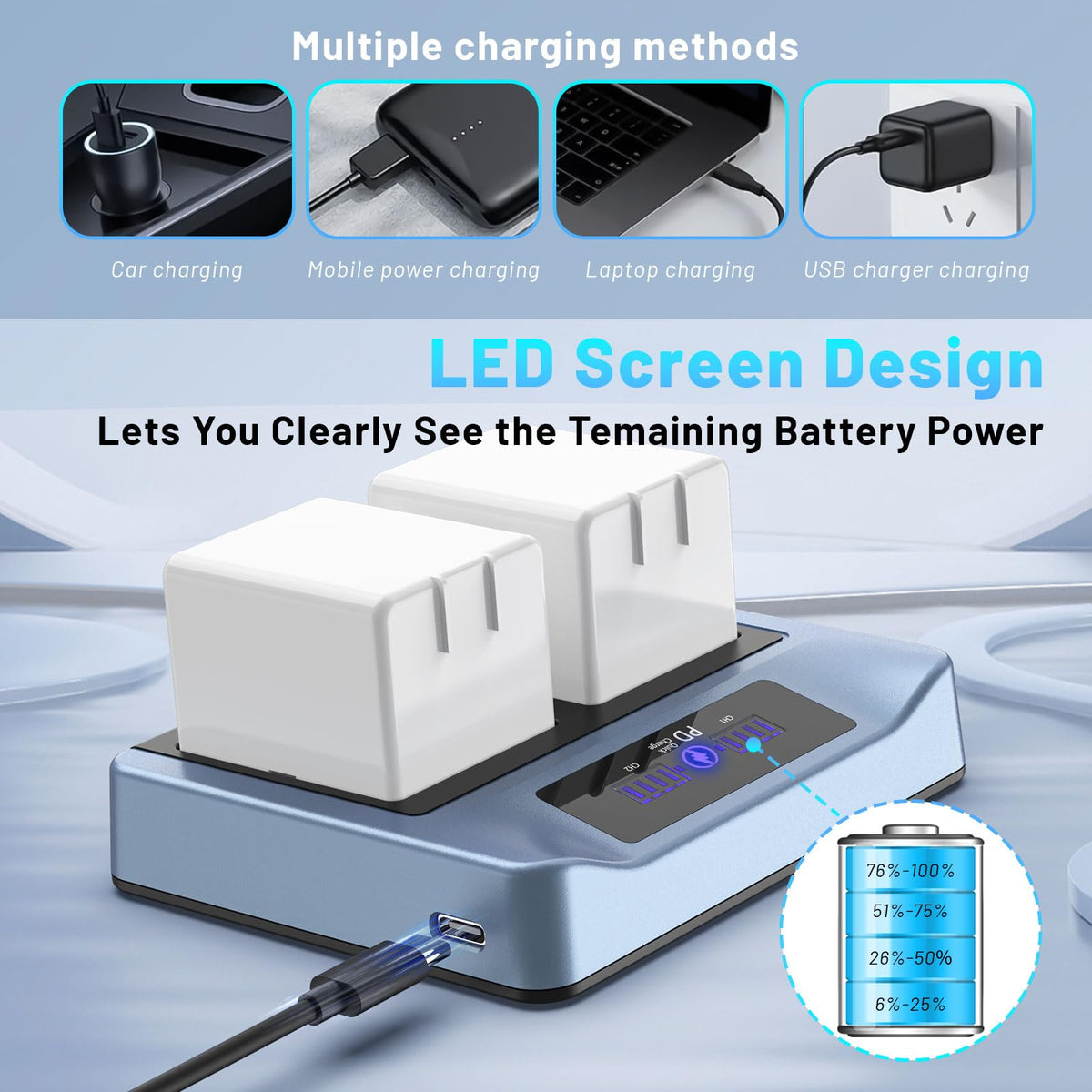 LCD Dual-Screen Display Charger Station for Arlo Pro/pro 2 Battery N376