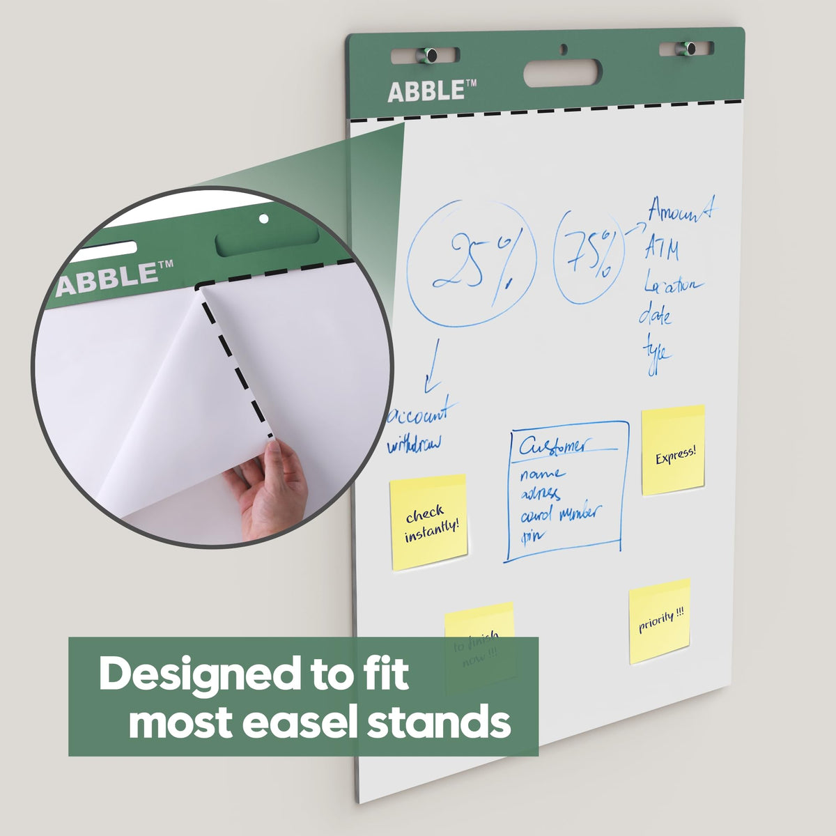 Super Sticky Easel Pad, 25 x 30 Inches, 30 Sheets/Pad, 8 Pads/Pack, Green D55944