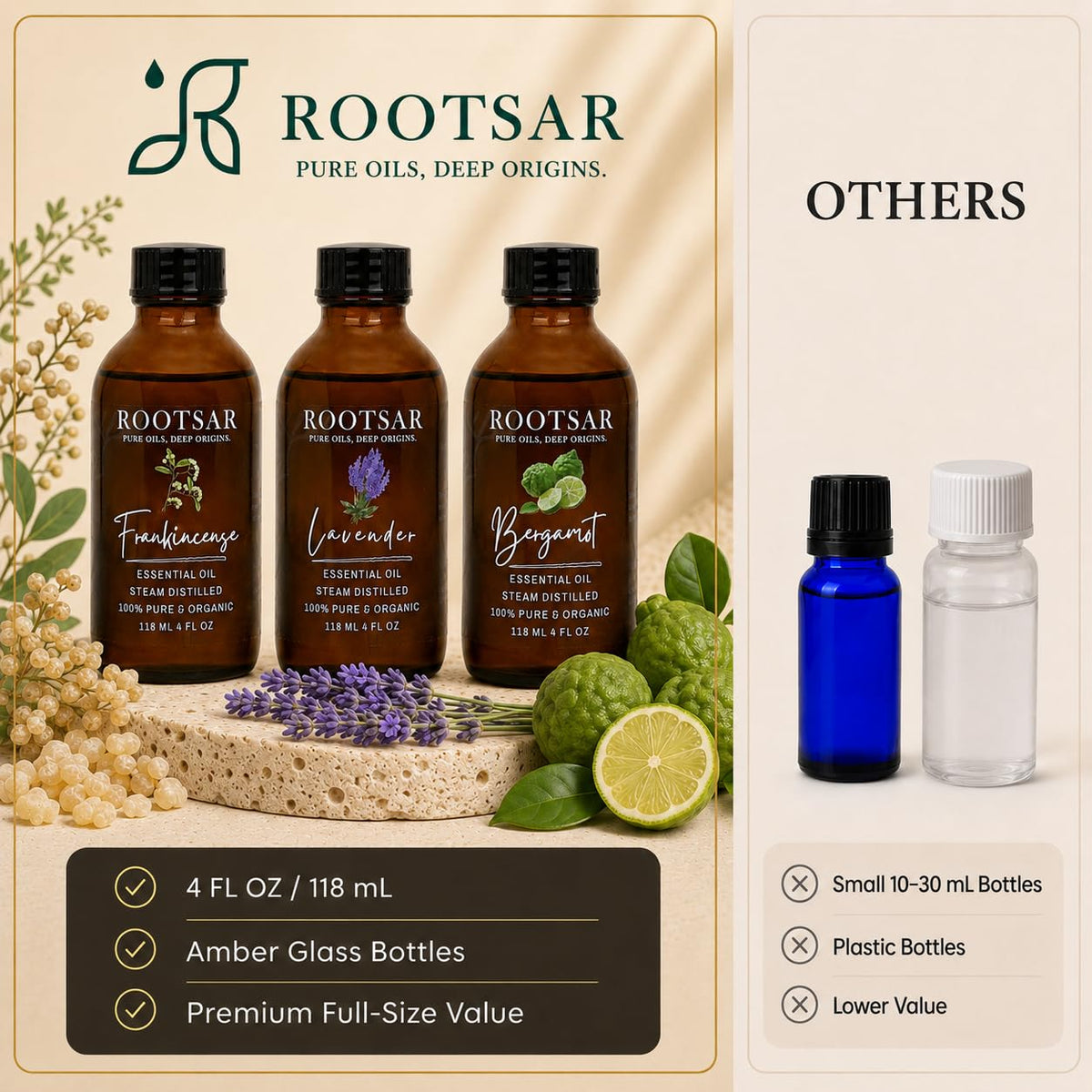 3 Pack Essential Oils 4 Fl Oz M841
