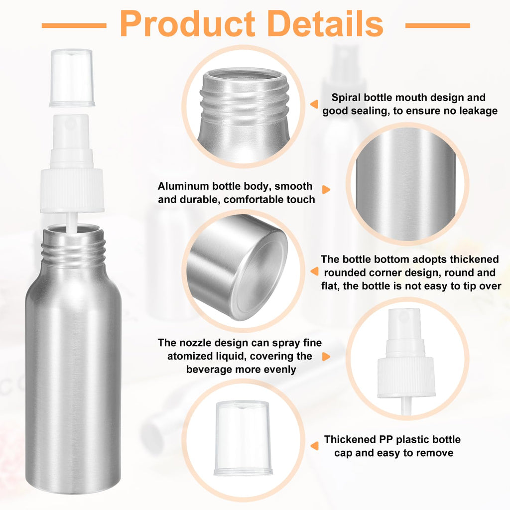 5 Pc 80 ml Aluminum Fine Mist Spray Bottles Q7207