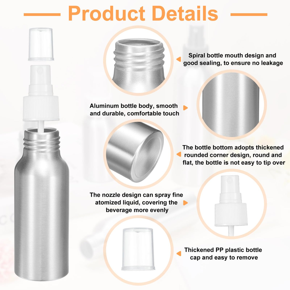5 Pc 80 ml Aluminum Fine Mist Spray Bottles Q7207