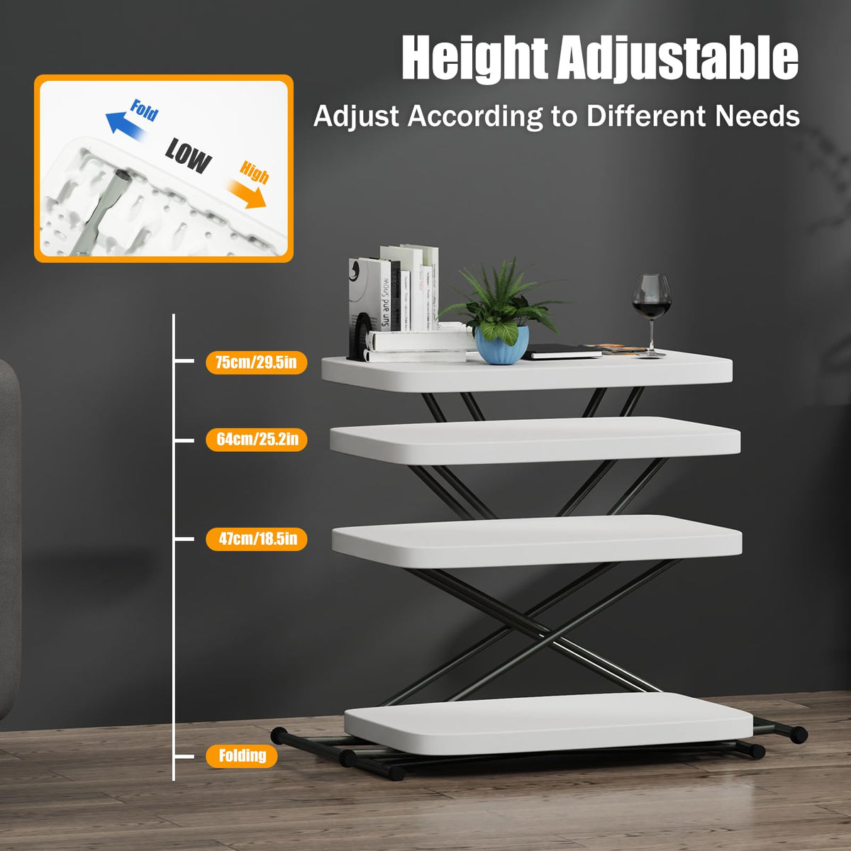 White 30" Folding Table T696