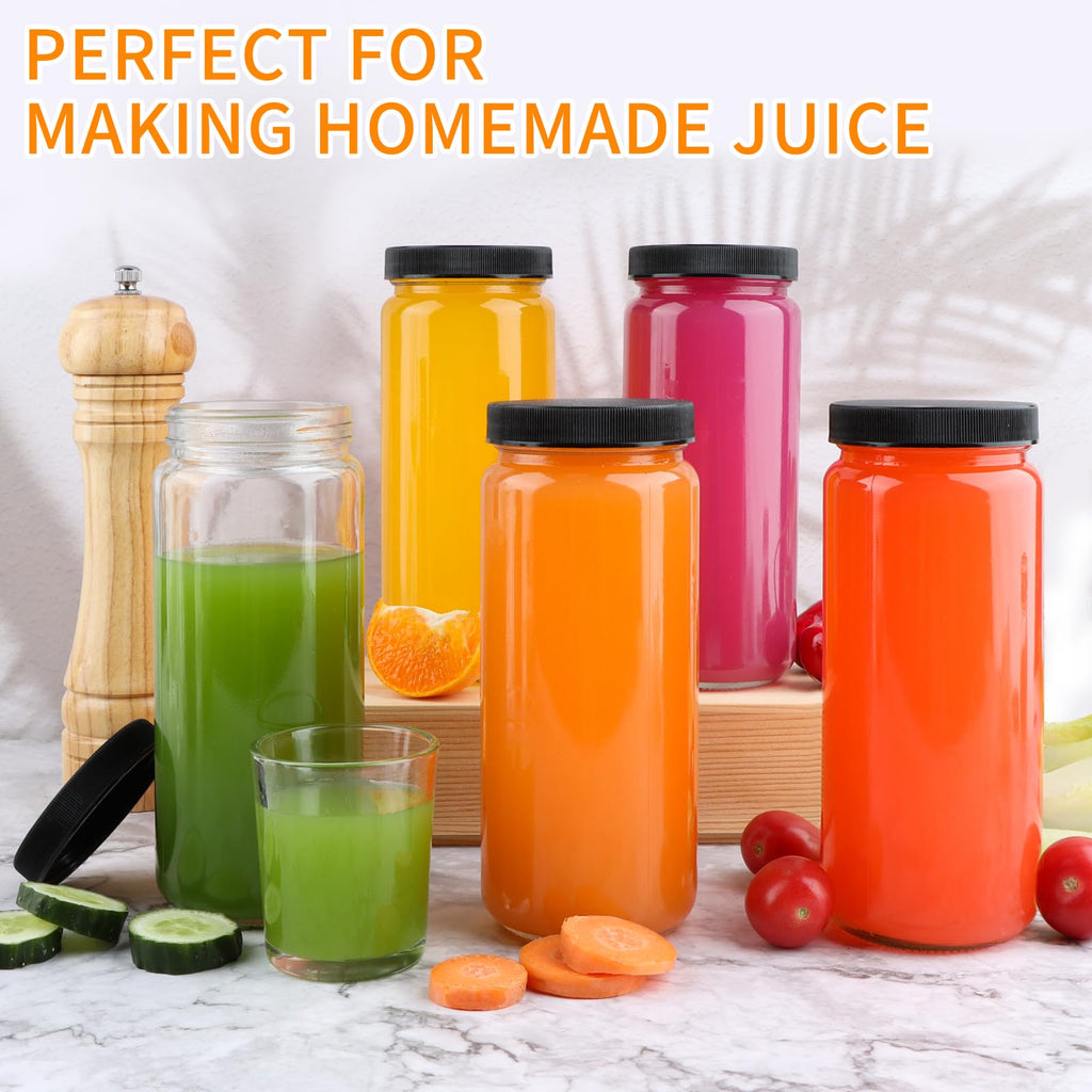 16oz Glass Juice Bottles, 12 Pack R5953