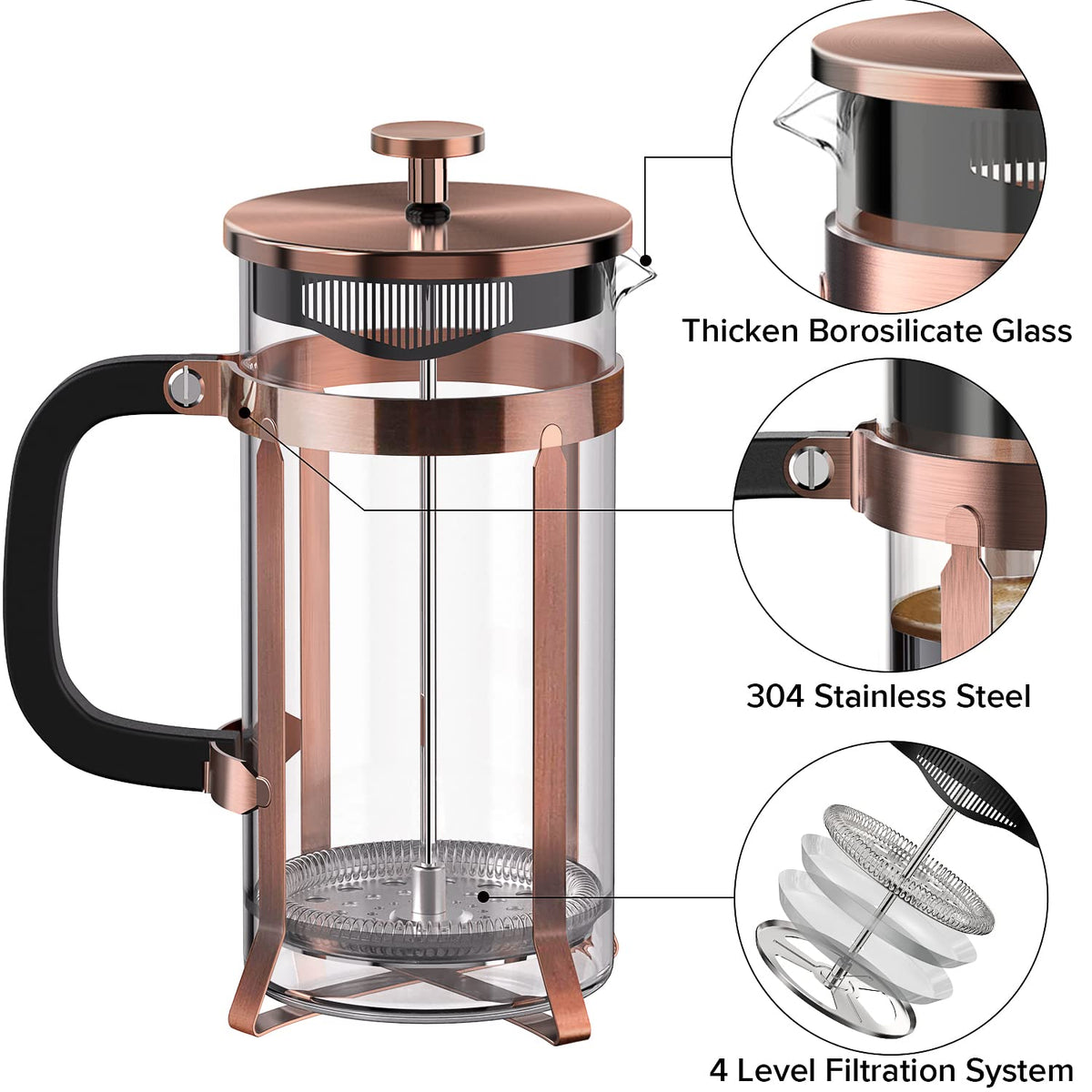 French Press Coffee Maker Borosilicate Glass Z468954