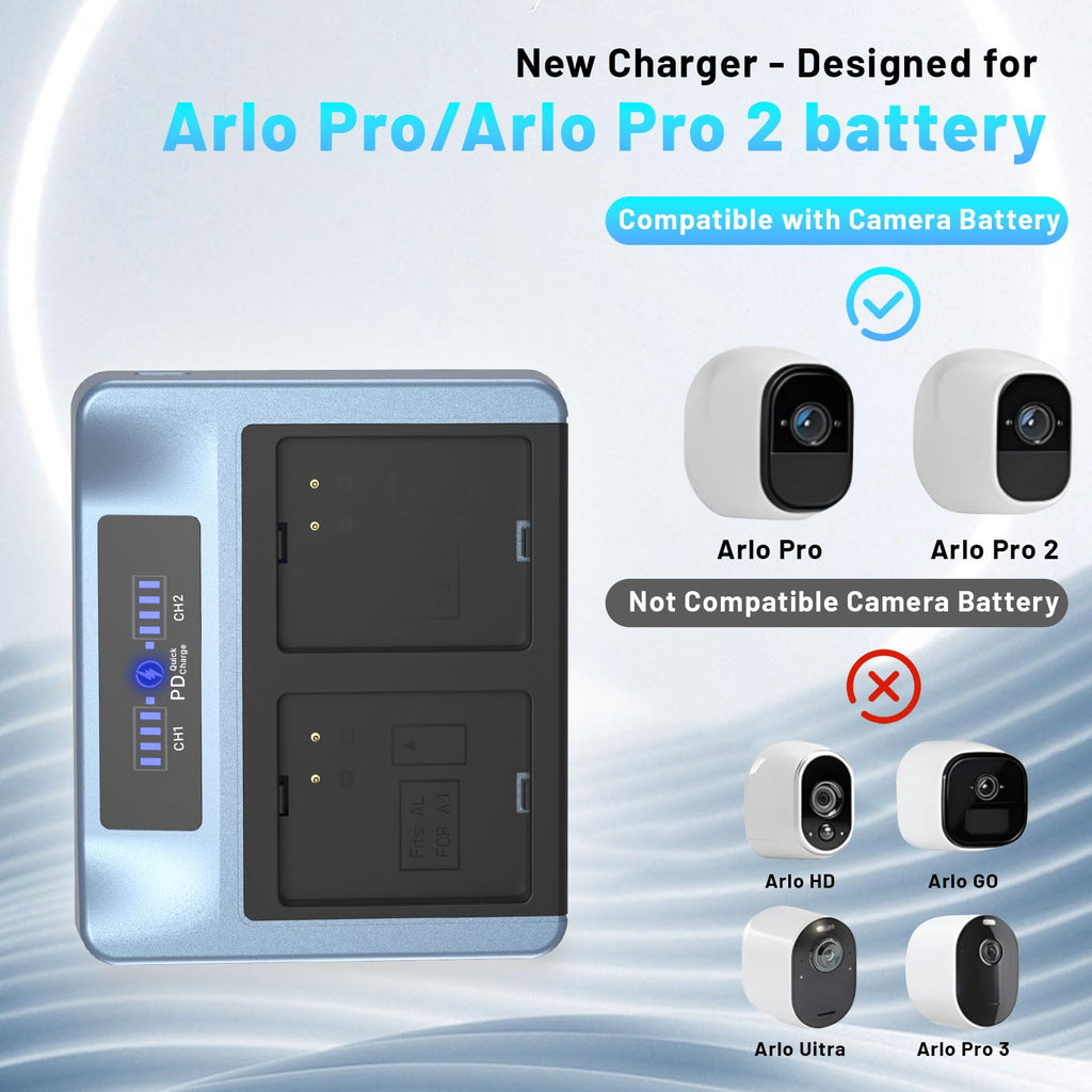 LCD Dual-Screen Display Charger Station for Arlo Pro/pro 2 Battery N376
