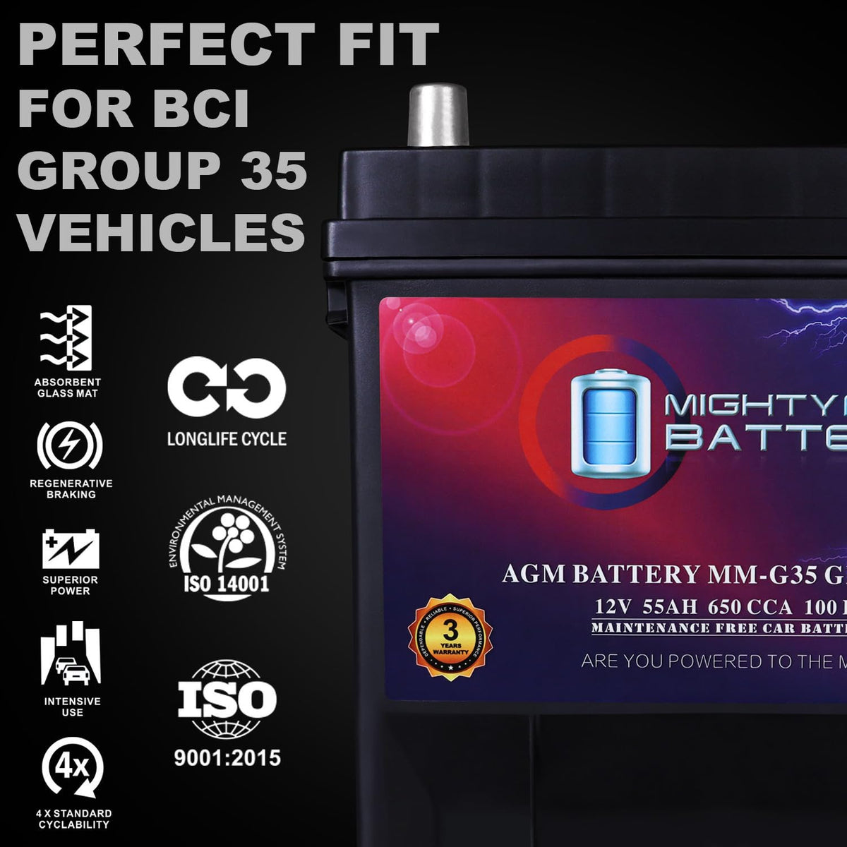 12V 55Ah AGM Replacement Battery B779379
