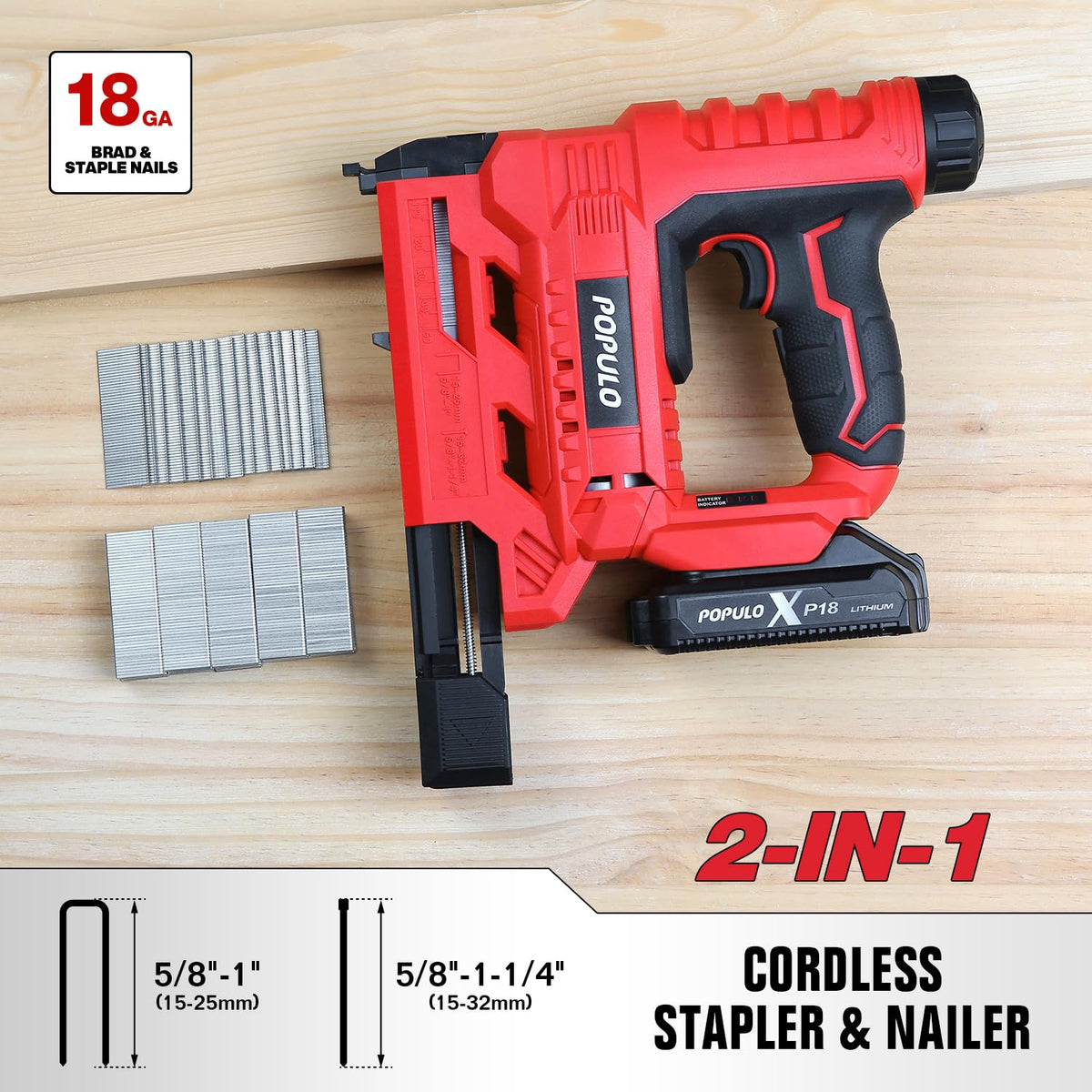 18 Gauge 2 In 1 Cordless Brad Nailer Stapler Y5737