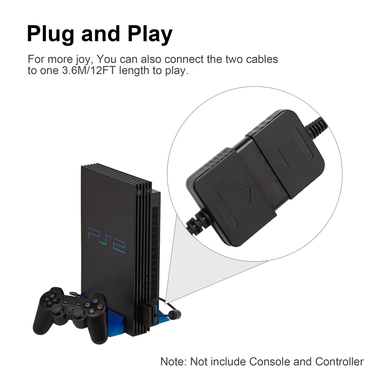 PS2 Controller Extension Cable 2-Pack 1.8M/6FT H34501