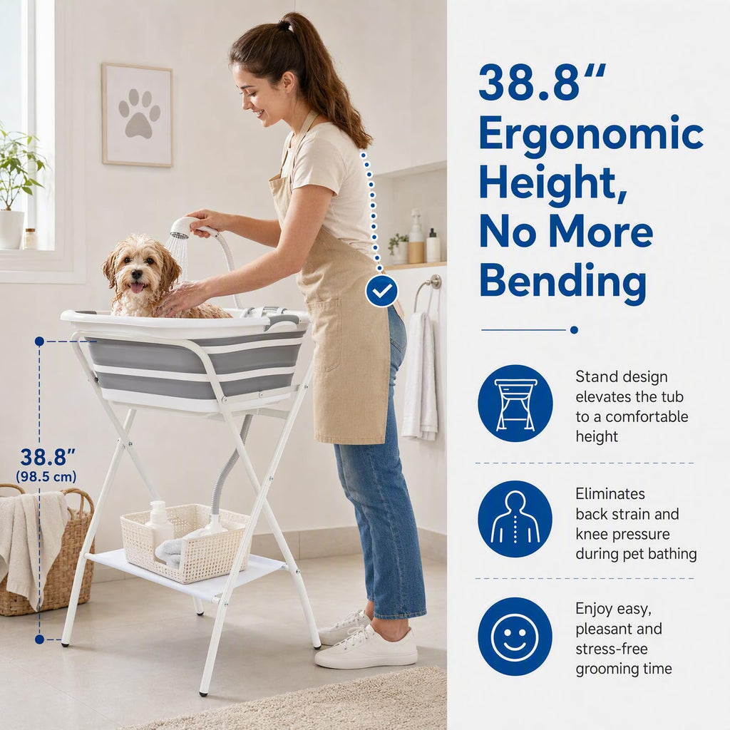 Foldable Pet Bath with Drainage Tube W740
