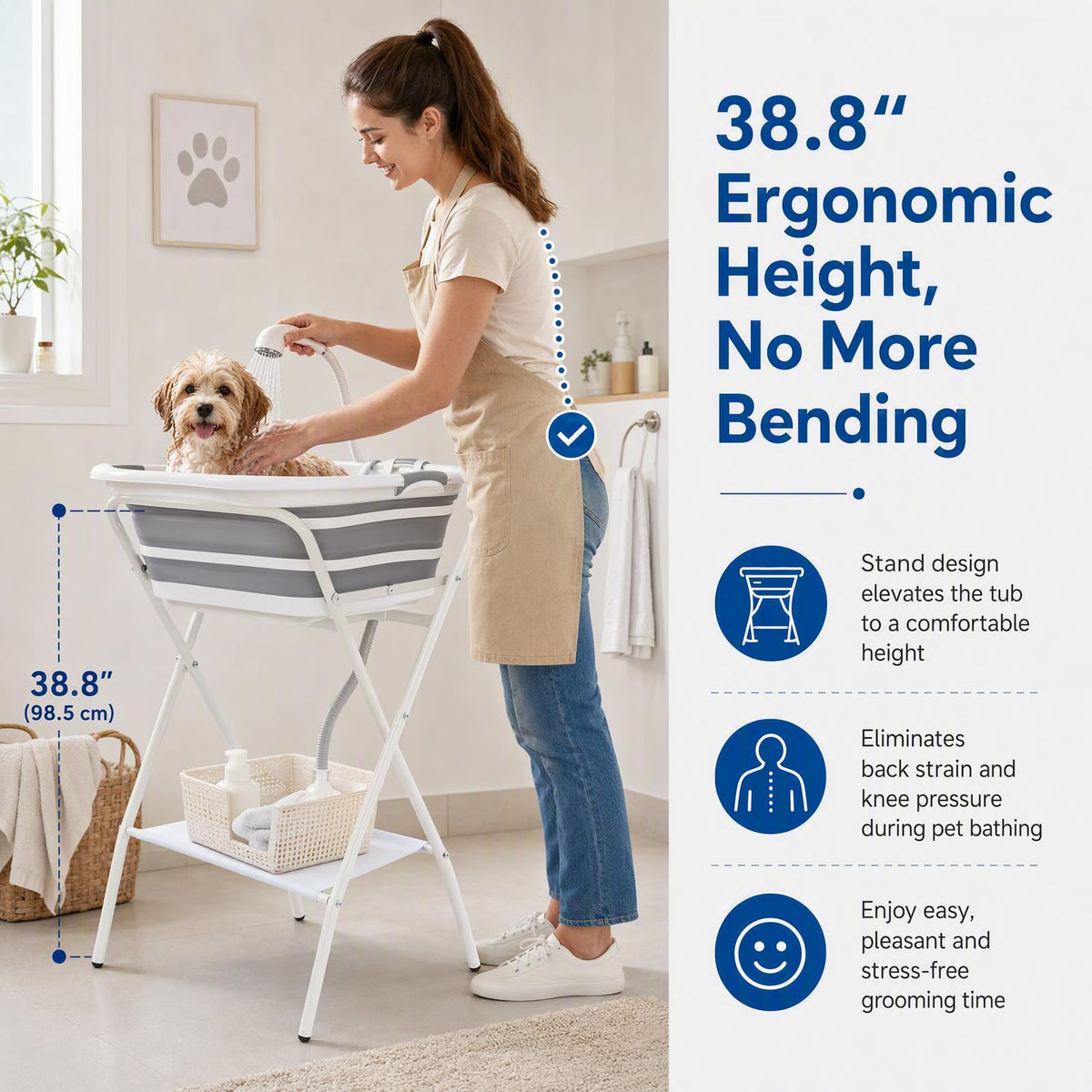 Foldable Pet Bath with Drainage Tube W740