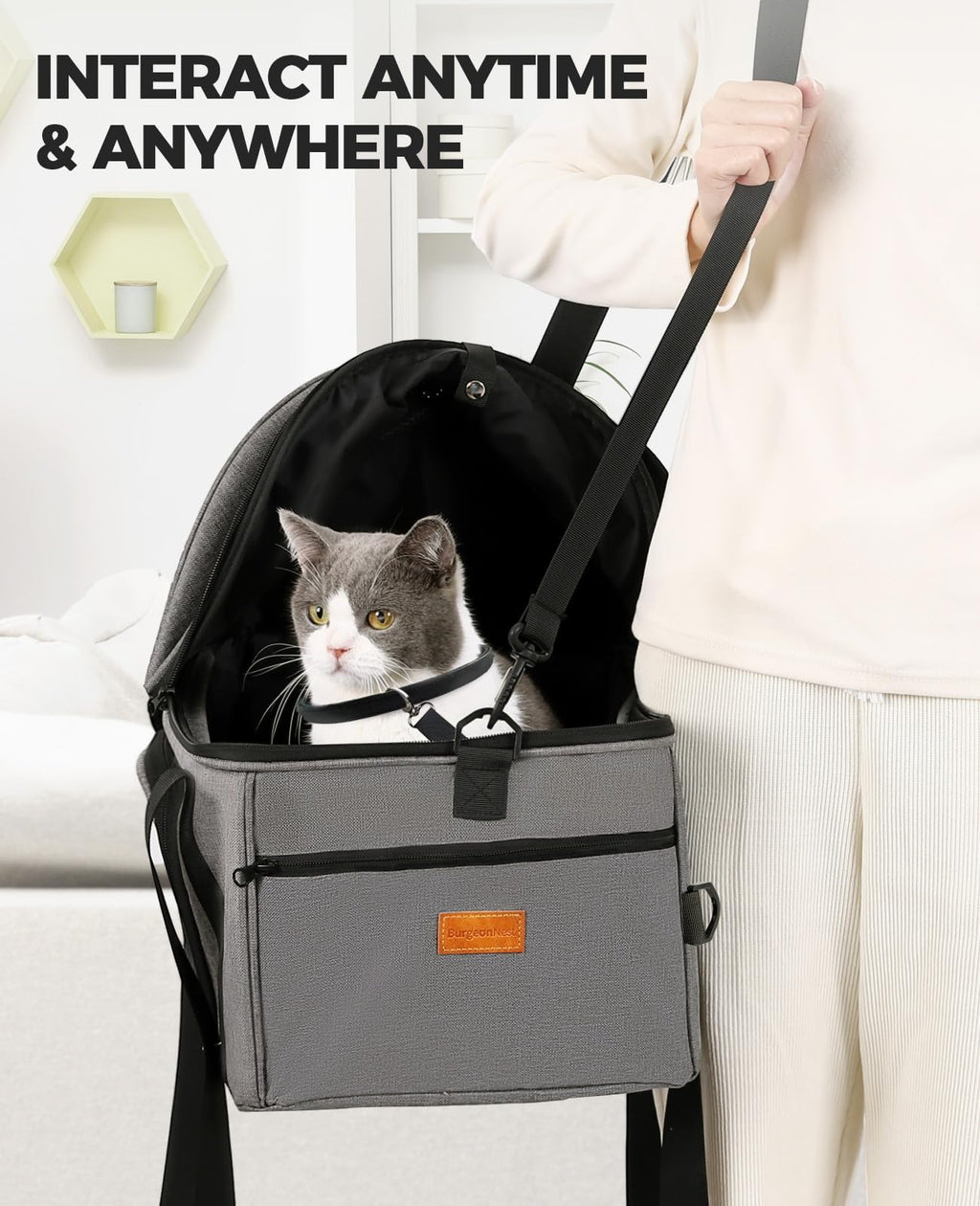 Top-Expandable Cat Carrier with Semi-Open Canopy C871912