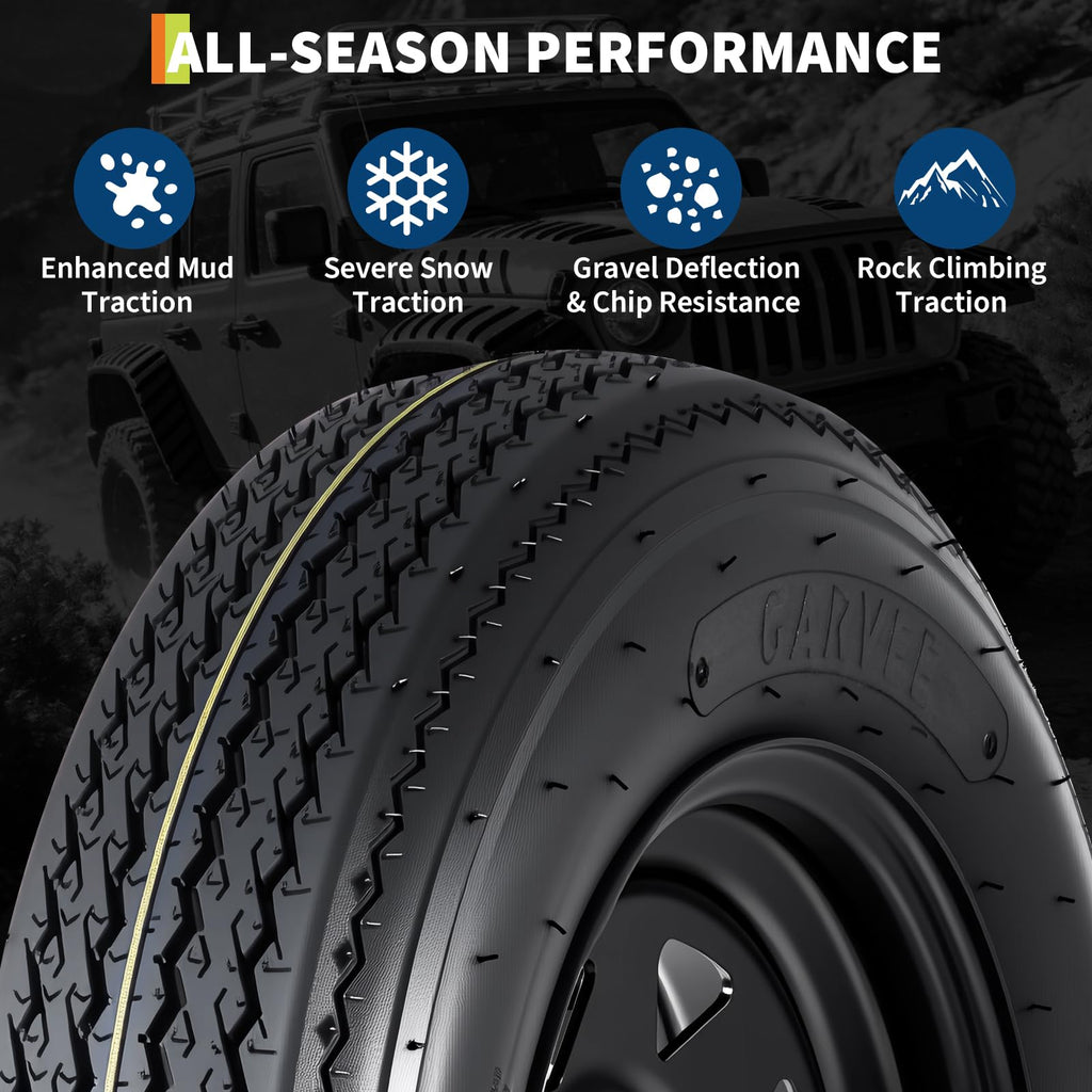 2-Pack Trailer Tire On Rim 5.30-12 4 Lug 12 in Wheels Load Range C Black R80395