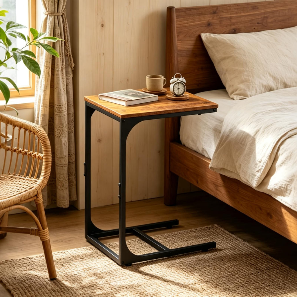 C-Shaped End Table Set of 2 Metal Frame M996676