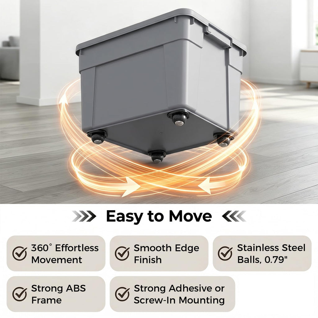 Black 4pcs Self Adhesive Caster Wheels H8806