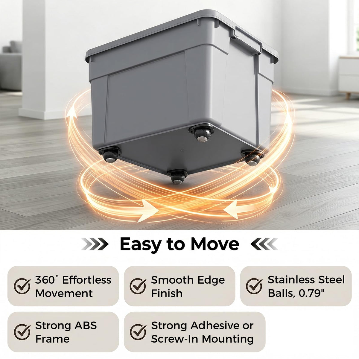 Black 4pcs Self Adhesive Caster Wheels H8806
