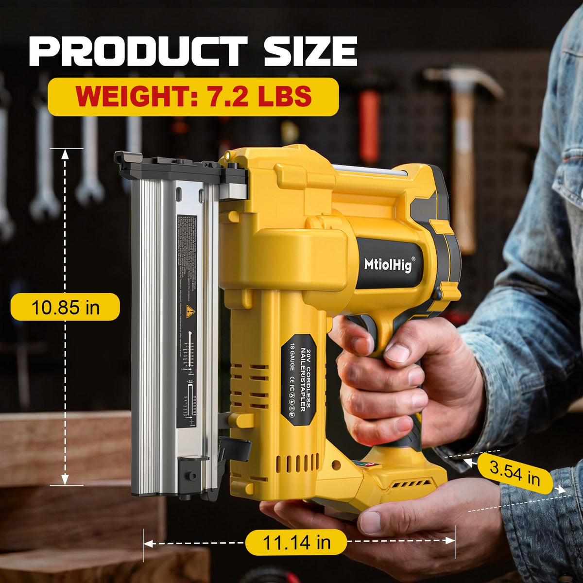 Cordless 2" Brad Nailer, 18 Gauge 2-in-1 Nail Gun/Staple Gun W94729
