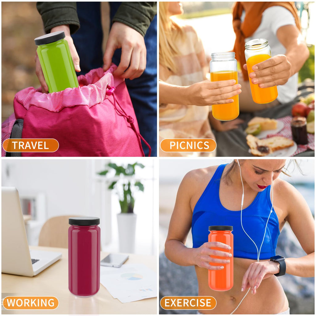 16oz Glass Juice Bottles, 12 Pack R5953