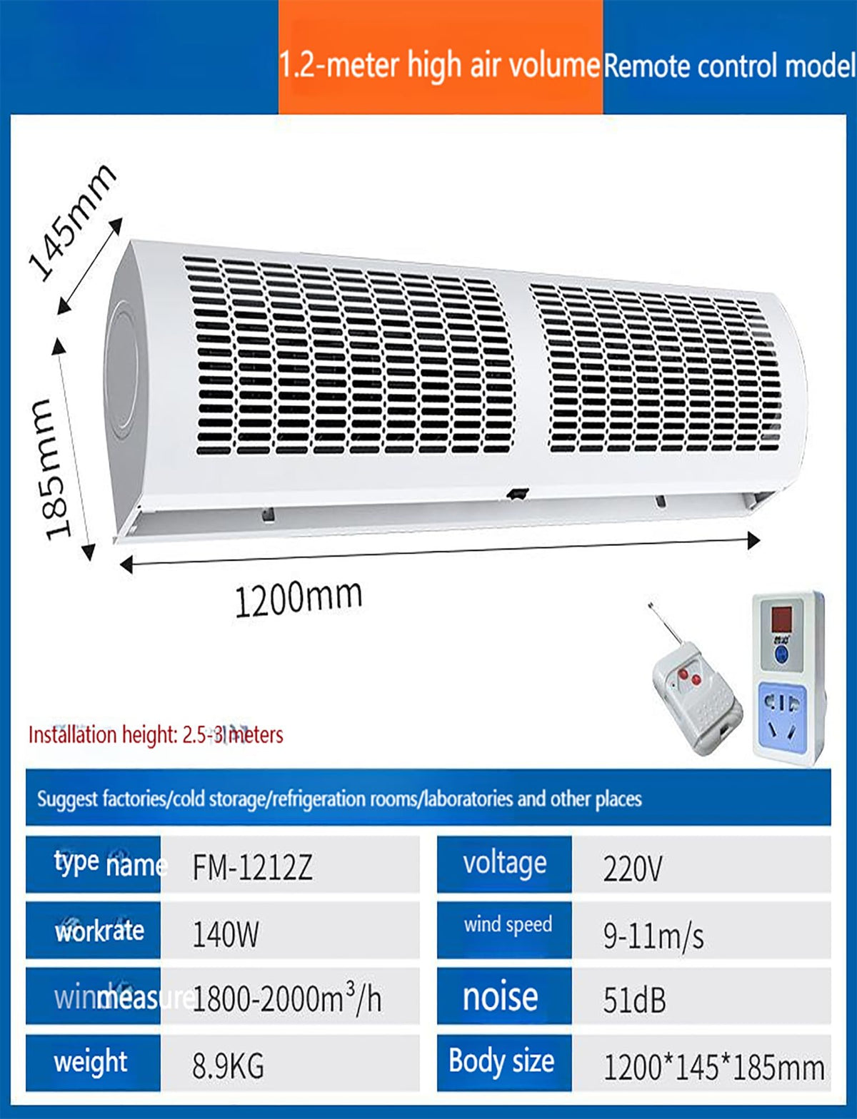 Commercial Air Curtain Blower with Remote L4284