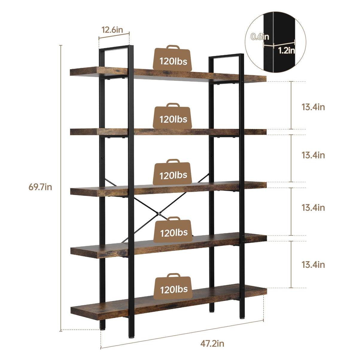 Heavy Duty 5 Tier Industrial Bookcase L877797
