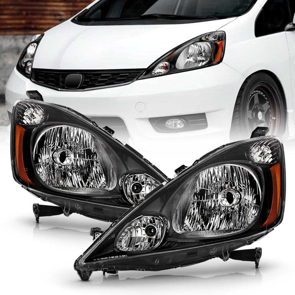 Black Housing Headlights Headlamps Pair Set W83184