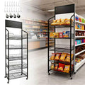 5 Tier Metal Candy Display Rack with Wheels & 15 Hooks U76490