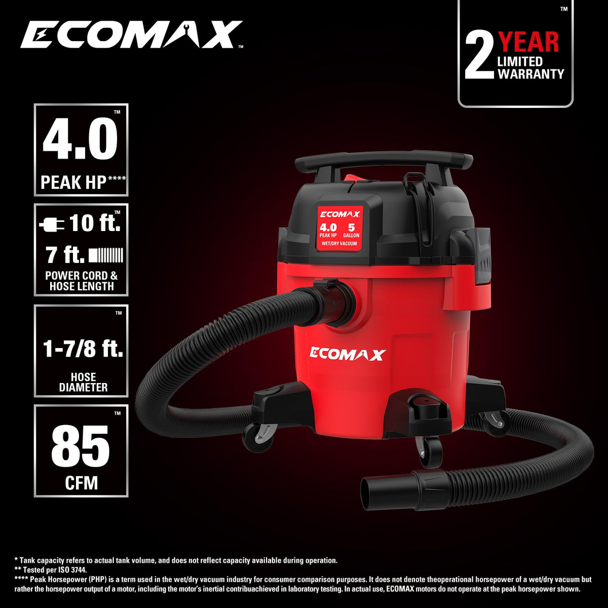 Ultra Quiet Wet and Dry 5 Gallon 4 HP Shop Vacuum L365156