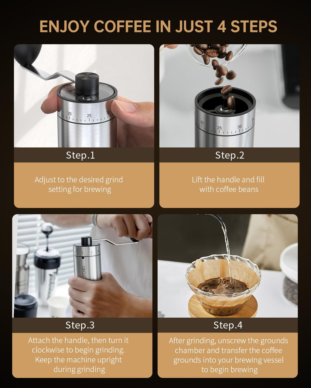 Manual Coffee Grinder with Ceramic Conical Burr H774727