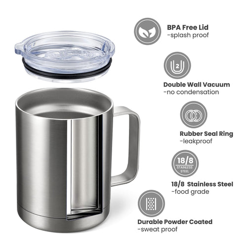 12 oz Stainless Steel Insulated Coffee Mug Set of 2 K8282