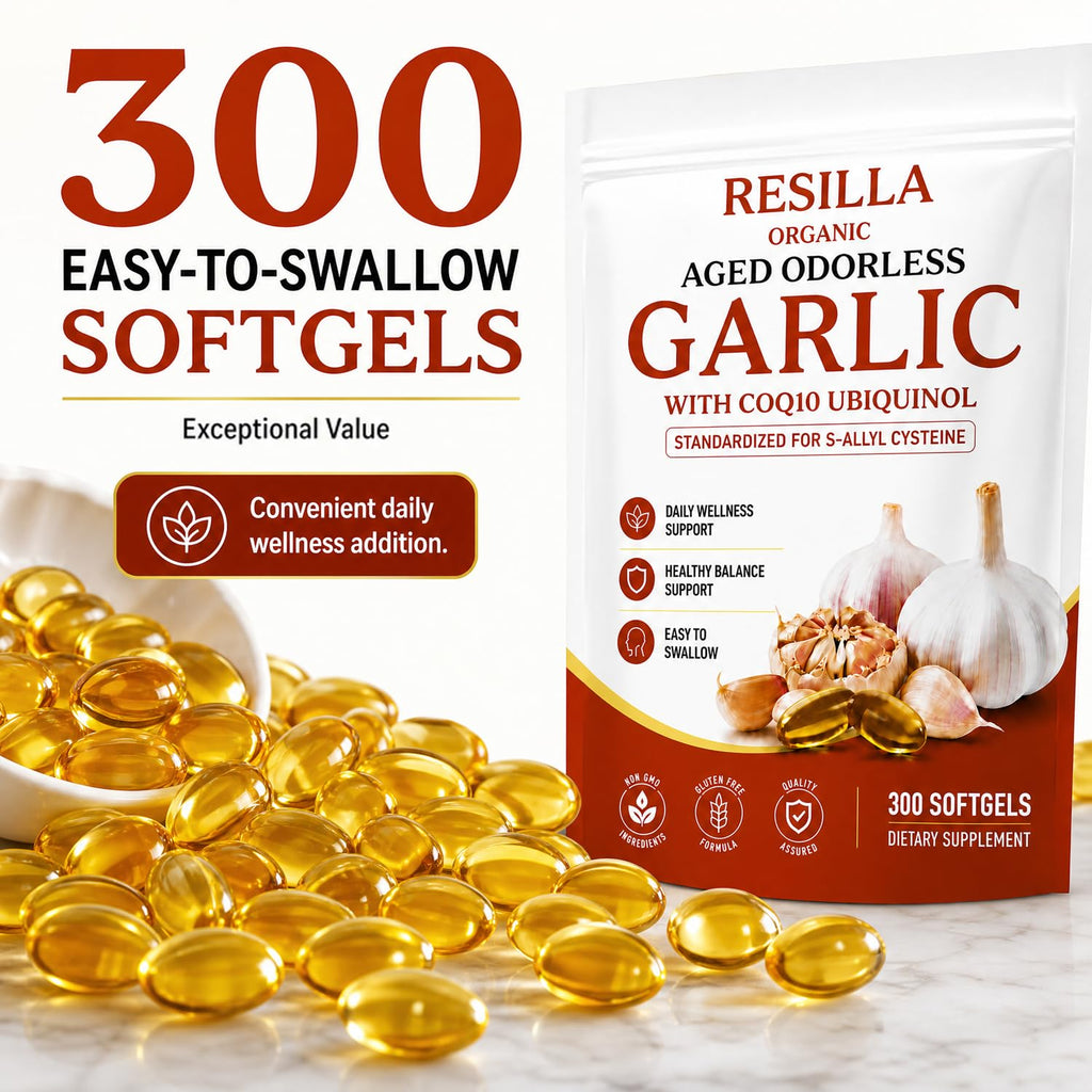 Organic Garlic Extract with CoQ10 Ubiquinol 300 Softgels Y621