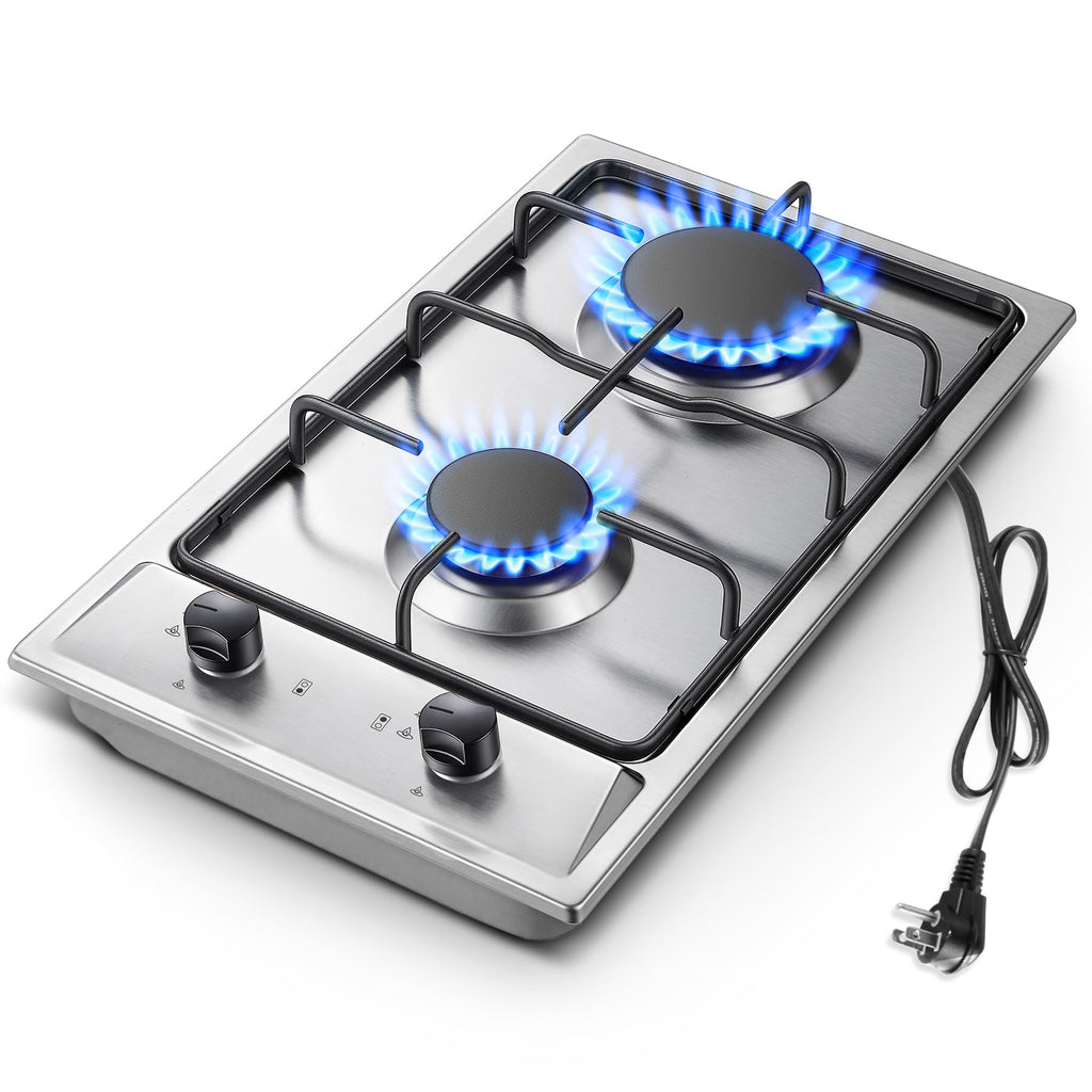 12 Inch 2 Burner Stainless Steel Gas Cooktop A22190