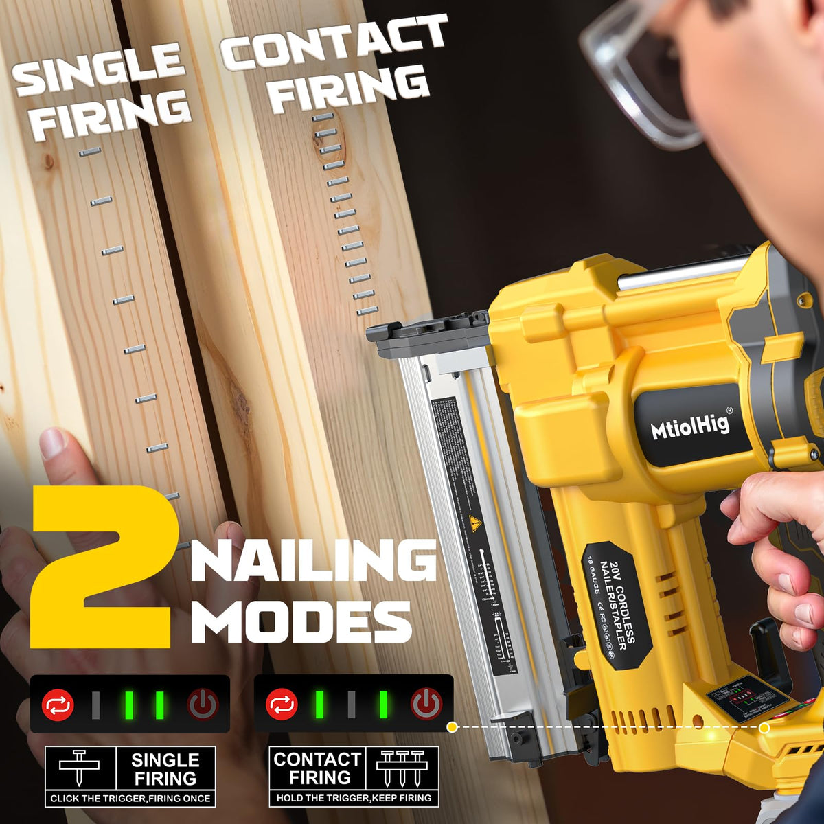 Cordless 2" Brad Nailer, 18 Gauge 2-in-1 Nail Gun/Staple Gun W94729