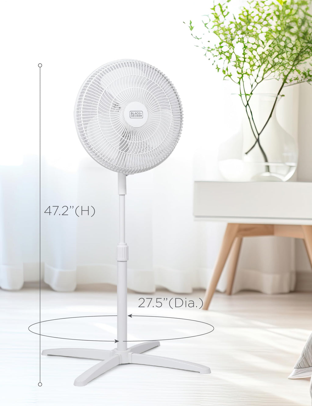 16-Inch Oscillating Pedestal Fan, 3 Speeds, White A486148