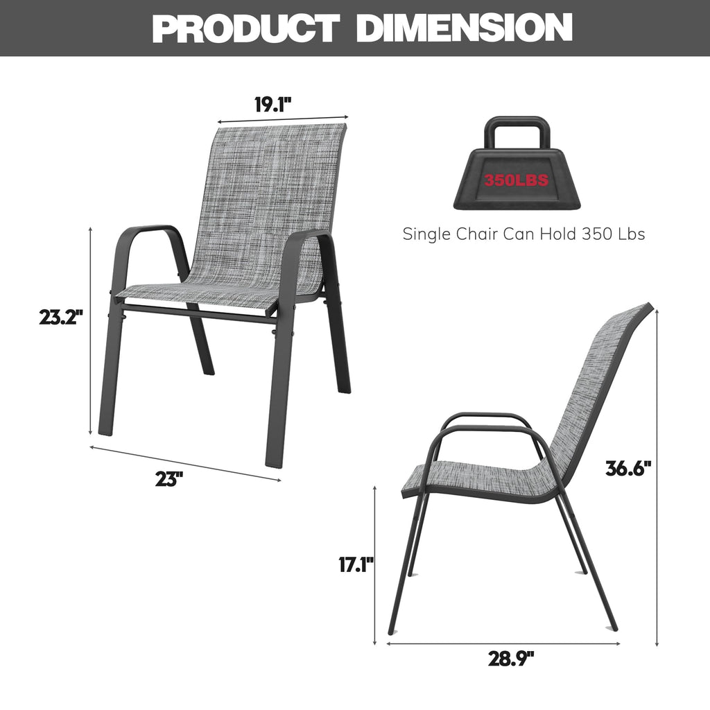 Grey Set of 4 Stackable Textilene Metal Patio Chairs U48162